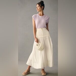 Anthropologie Pilcro Denim White Cotton Maxi Skirt NWOT